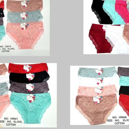 10021 - Premium Lace Trimmed Regular Fit Cotton Panties in Various Styles