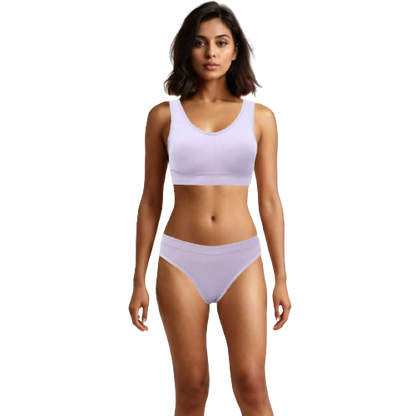 10005 - Half Brief Panty & Padded Sports Bra Set - Regular Wear