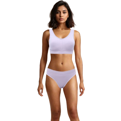 10005 - Half Brief Panty & Padded Sports Bra Set - Regular Wear