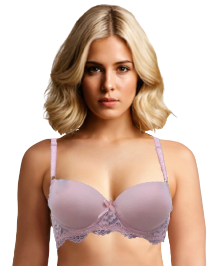 10024 - Deluxe Cotton Lace-Adorned Bra: Push-Up, Underwire & Normal Padding for Comfort