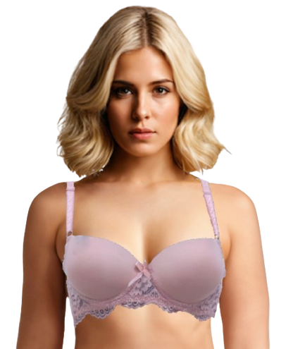 10024 - Deluxe Cotton Lace-Adorned Bra: Push-Up, Underwire & Normal Padding for Comfort