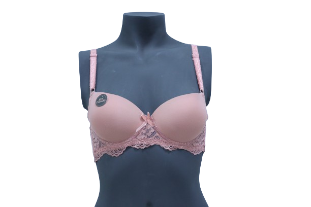 10024 - Deluxe Cotton Lace-Adorned Bra: Push-Up, Underwire & Normal Padding for Comfort