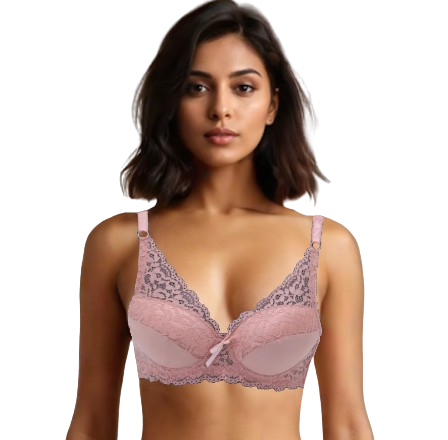 10034 - Underwire Lace Bra with Double Push Up - Regular Padded, Elegant Design