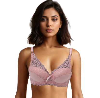 10034 - Underwire Lace Bra with Double Push Up - Regular Padded, Elegant Design