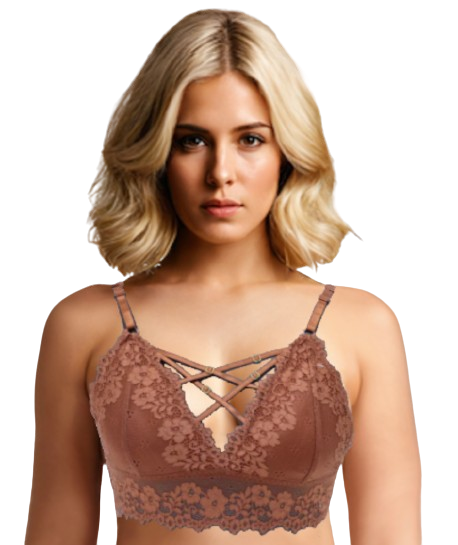 10036 - Seamless Fancy Net Bralette: Normal Padded, Non-Wire Support