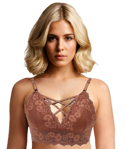 10036 - Seamless Fancy Net Bralette: Normal Padded, Non-Wire Support