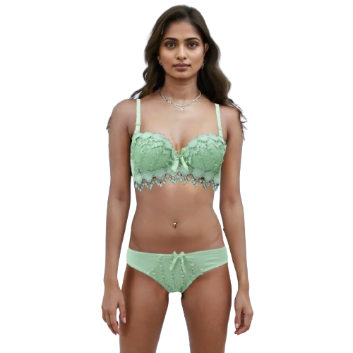 10056 - Elegant Women's Underwire Bra Set with Normal Padding and Detachable Push-Up Feature