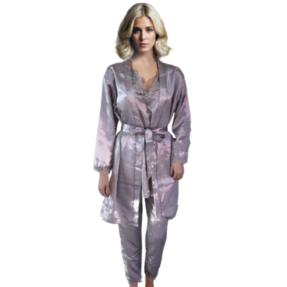 10064 - Luxurious Silk Sleepwear Set for Women: 5 Piece Pajama, Nightgown, Robe & Cami Shorts