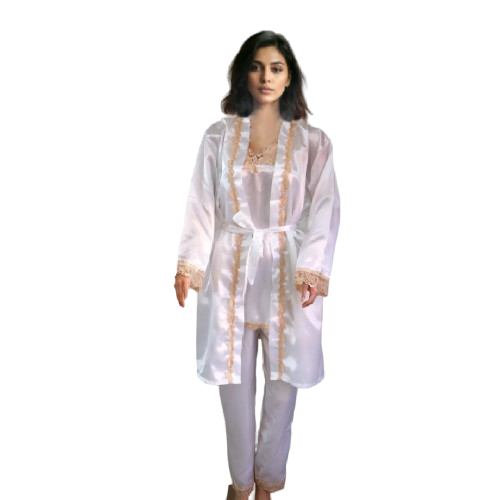 10065 - Luxurious Silk 5-Piece Sleepwear Collection for Women: Pajamas, Robe, Nightgown, Cami, Shorts