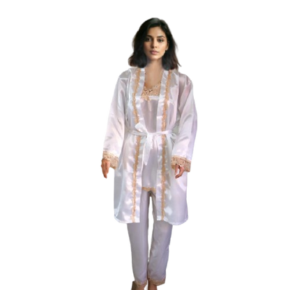 10065 - Luxurious Silk 5-Piece Sleepwear Collection for Women: Pajamas, Robe, Nightgown, Cami, Shorts