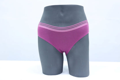 10082 - Solid Cotton Panty Featuring Multi-Line Top in Varied Colors