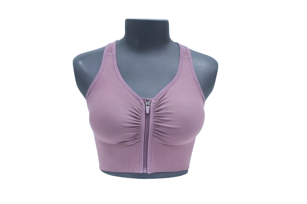 10121 - Front-Zip Cross-Body Style Supportive Yoga Bra