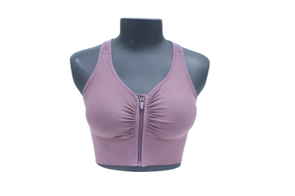 10121 - Front-Zip Cross-Body Style Supportive Yoga Bra