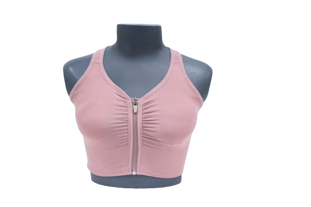 10123 - Cross Body Style Zippered Front Yoga Bra