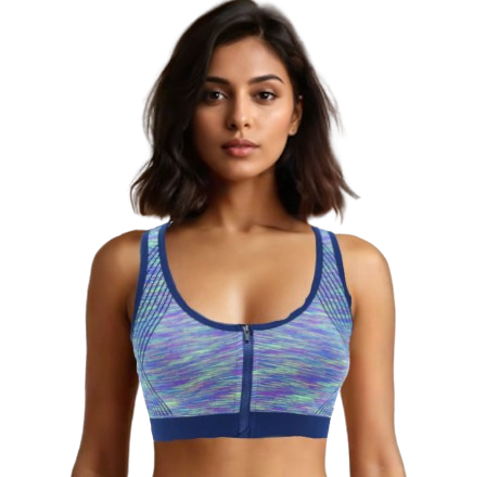 10124 - Racerback Yoga Bra with Front Zip: Seamless Comfort Fit